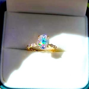 Solid 14k gold 2ct oval moissanite ring